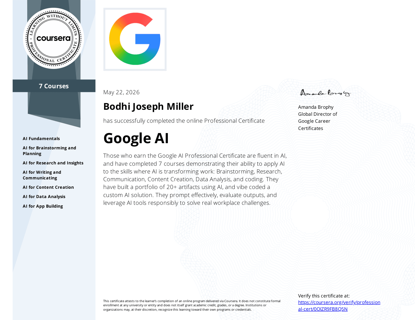 Google AI Certificate preview